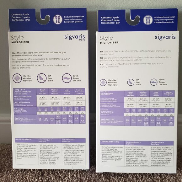 2 pair Brand new Sigvaris Men Black medical compression socks knee high Size LS - Picture 3 of 3